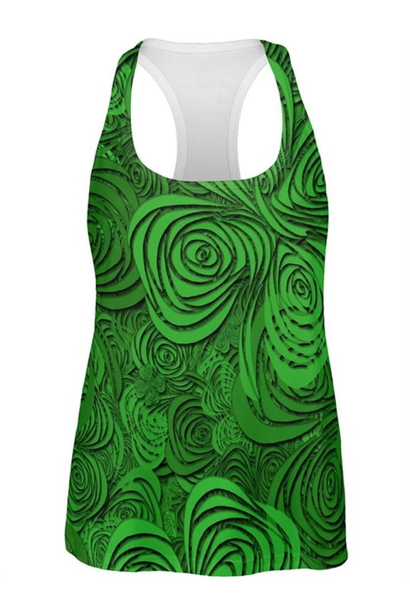 St Patricks Day Trippy Irish Clover Field All Over Womens Work Out Tank Top Multi LG