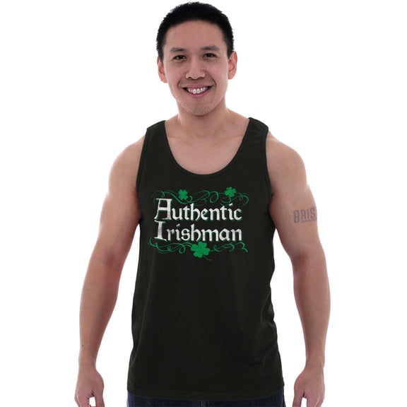 St Patricks Day True Irishman Clover Tank Top Sleeveless Tee Men Brisco Brands S