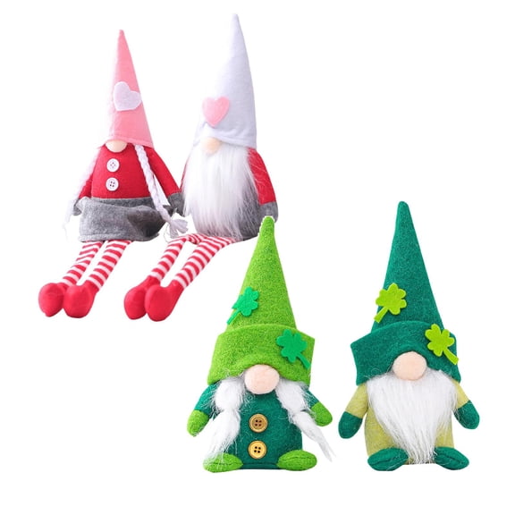 St Patricks Day & Valentines Day Gnomes Plush Set 4PCS Mr and Mrs Scandinavian Couple Dolls Holiday Home Tabletop 250 Anniversary Decor