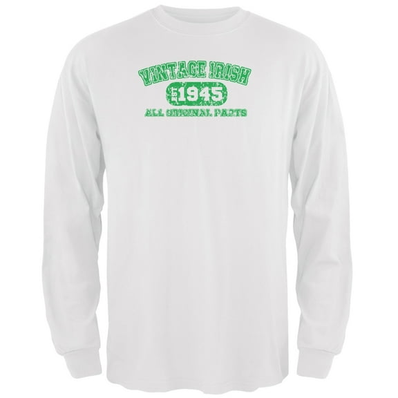 St. Patricks Day - Vintage Irish 1945 White Adult Long Sleeve T-Shirt - 2X-Large