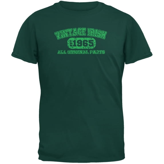St. Patricks Day - Vintage Irish 1965 Forest Green Adult T-Shirt - 2X-Large