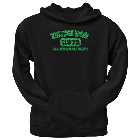 St. Patricks Day -  Vintage Irish 1975 Black Adult Hoodie - Small