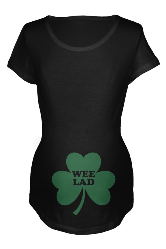 St. Patricks Day - Wee Lad Shamrock Black Soft Maternity T-Shirt - 2X-Large