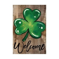 St Patricks Day Welcome Garden Flag 12" x 18" Green Irish Lucky Shamrock Outdoor Decoration for Floral Yard Lawn Decor