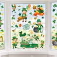 thumbnail image 1 of St Patricks Day Window Clings, Large Leprechaun Style Reusable Static Window Stickers for St Patricks Day Decorations, 1 of 7