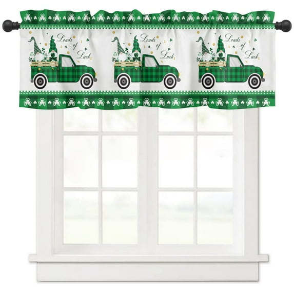 St. Patricks Day Window Valances 1 Panel,Green Patricks Day Design Window Curtains Decor Rod Pocket Valances Spring Window Treatments Drapes for Kitchen Living Room,54x17.7Inch