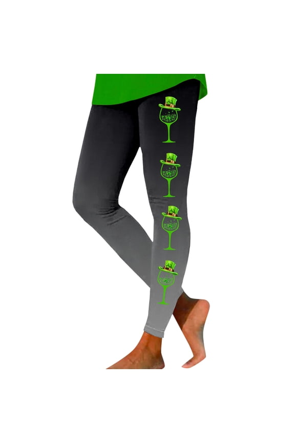 St Patricks Day Women 3d Cellulite Leggings Plus Size Bootcut Dance Pants Stretchy Skinny Yoga Pants Flare Leggings for Women for Workout Running Athletic Activewear (Grey,XXL)