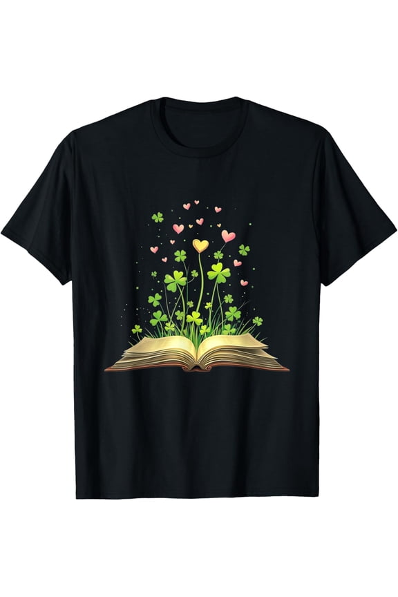 St Patricks Day book lover librarian core shamrock author Womens T-Shirt