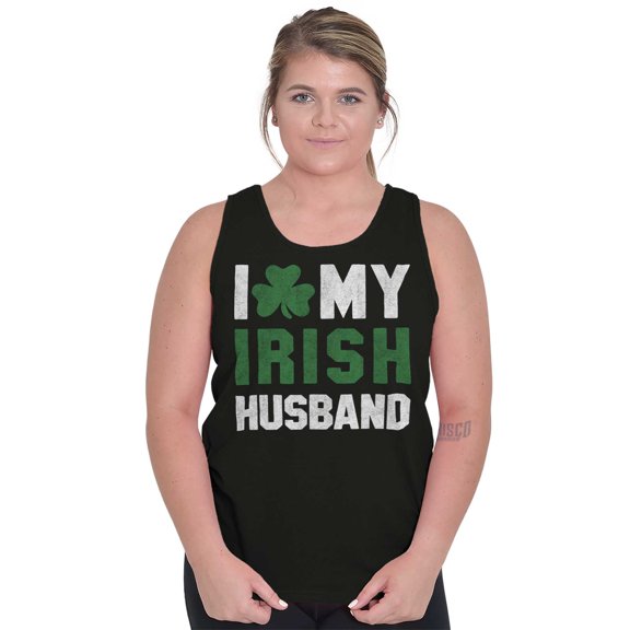 St Patricks I Love My Irish Husband Tank Top Tee Shirt Women Brisco Brands X