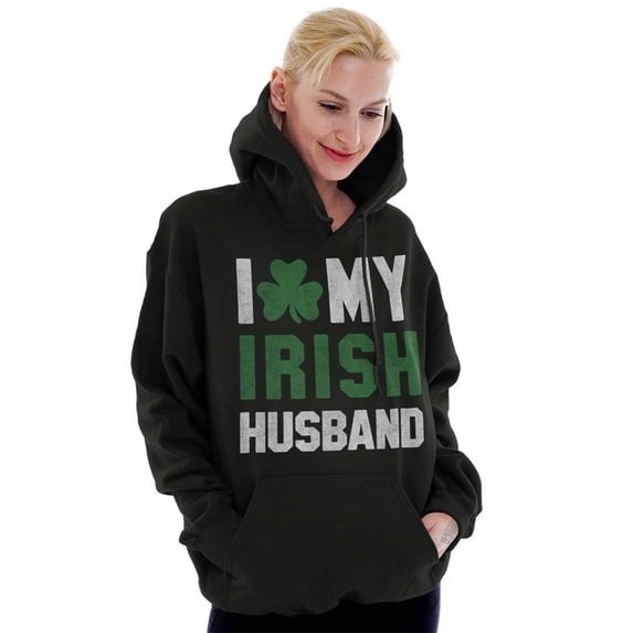St Patricks I Love My Irish Husband Women Plus Size Graphic Pullover Hoodie Brisco Brands 4X