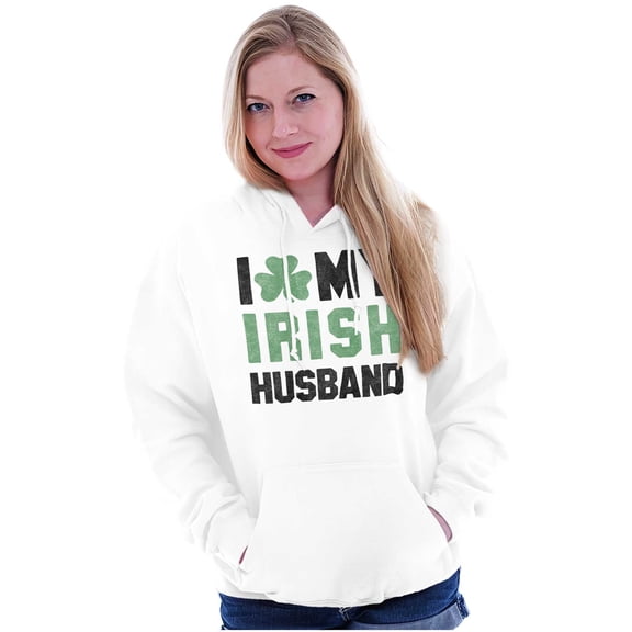 St Patricks I Love My Irish Husband Women Plus Size Graphic Pullover Hoodie Brisco Brands 3X