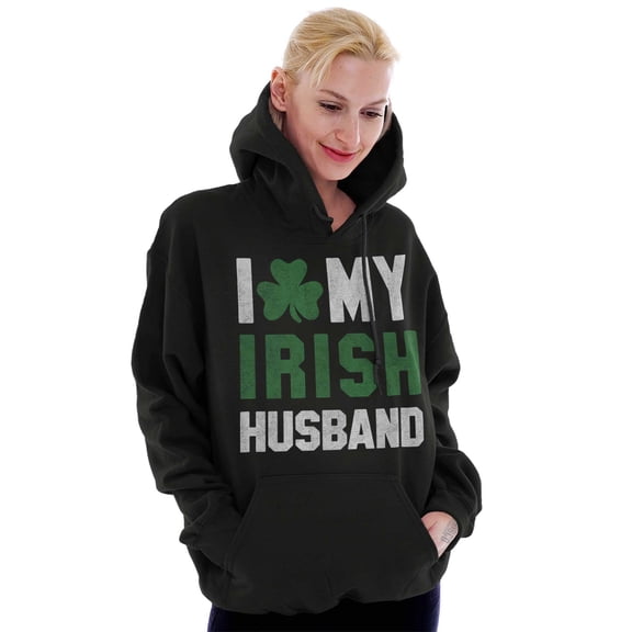 St Patricks I Love My Irish Husband Women Plus Size Graphic Pullover Hoodie Brisco Brands 3X
