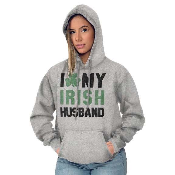 St Patricks I Love My Irish Husband Women Plus Size Graphic Pullover Hoodie Brisco Brands 4X