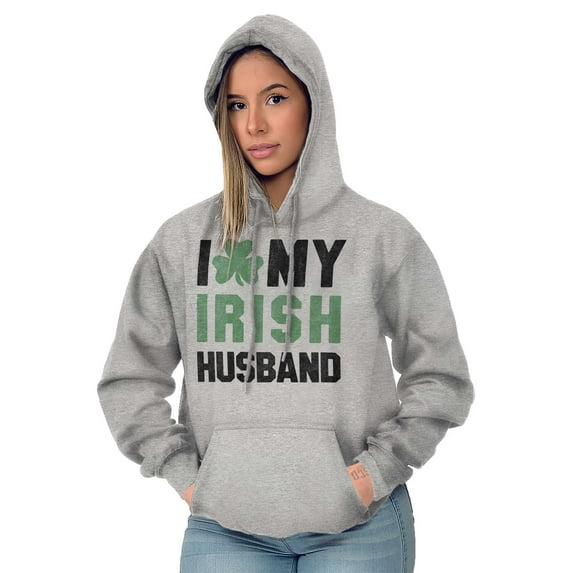 St Patricks I Love My Irish Husband Women Plus Size Graphic Pullover Hoodie Brisco Brands 4X