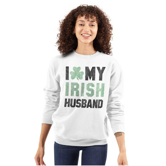 St Patricks I Love My Irish Husband Women Plus Size Crewneck Sweatshirt Brisco Brands 2X
