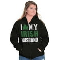 thumbnail image 1 of St Patricks I Love My Irish Husband Womens Plus Size Graphic Zipper Hoodie Brisco Brands 5X, 1 of 3