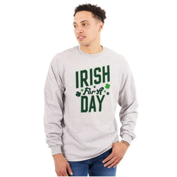 St Patricks Irish For A Day Clover Plus Size Long Sleeve Graphic Tee Shirt Brisco Brands 3X