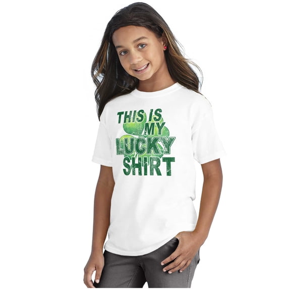 St Patricks Lucky Four Leaf Clover Crewneck T Shirts Boy Girl Teen Brisco Brands XS