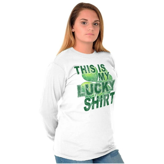 St Patricks Lucky Four Leaf Clover Long Sleeve TShirt Men Women Brisco Brands S