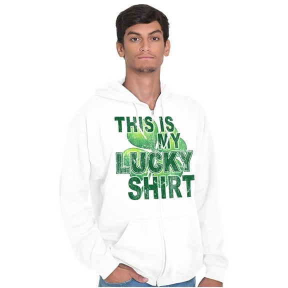St Patricks Lucky Four Leaf Clover Unisex Fleece Graphic Zip Up Hoodie Brisco Brands 5X