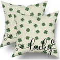 thumbnail image 1 of St Patricks Pillow Covers 18x18 Set of 2 St. Patrick''s Day Sage Green Lucky Clover Throw Pillows Spring Themed Shamrock Decorative Pillowcase Rustic Cotton Square Cushion Cover for Couch Sofa Bed, 1 of 6