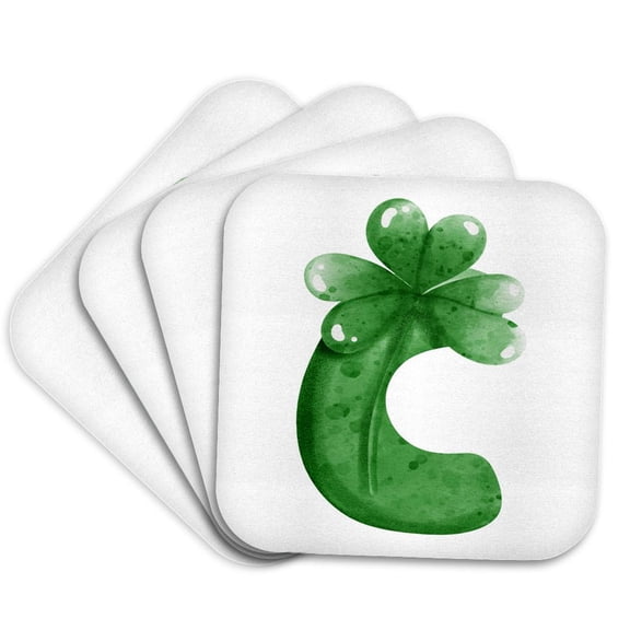 3drose, St Patricks Sweets Monogram Initial C, Set of 4 Coasters - Soft