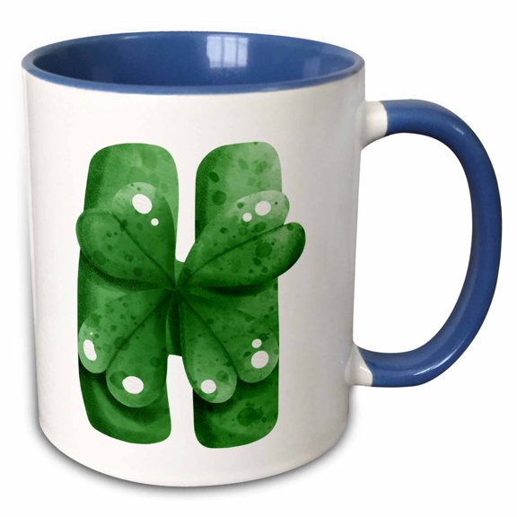 3drose, St Patricks Sweets Monogram Initial H, 11oz Two-tone Blue Mug