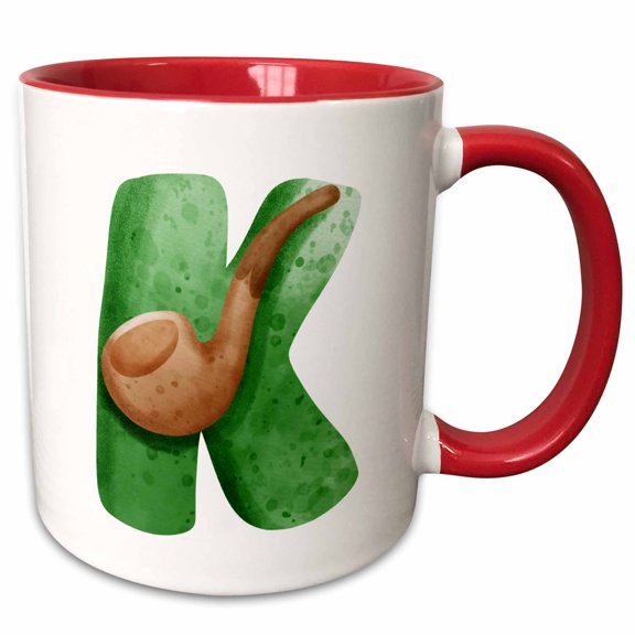 3drose, St Patricks Sweets Monogram Initial K, 11oz Two-tone Red Mug