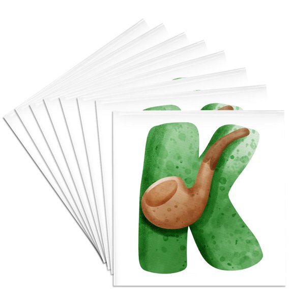 3drose, St Patricks Sweets Monogram Initial K, Set of 8 Ceramic Tile Coasters