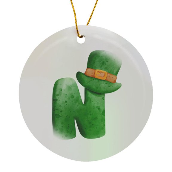 3drose, St Patricks Sweets Monogram Initial N, Circle Porcelain Ornament