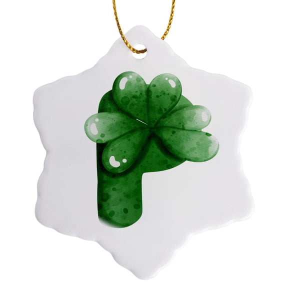 3drose, St Patricks Sweets Monogram Initial P, 3 inch Snowflake Porcelain Ornament