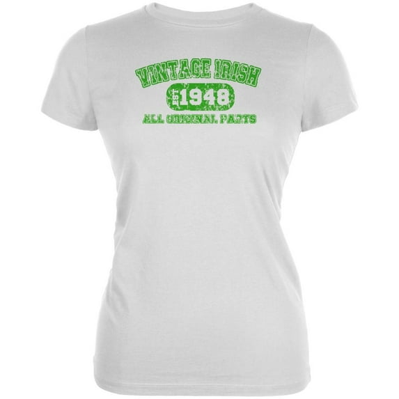 St Patricks Vintage Irish Birthday 1948 Juniors Soft T Shirt White LG