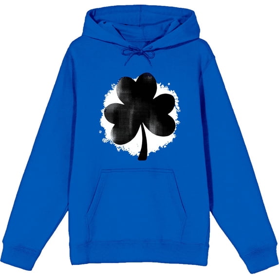 St Pats Clover Long Sleeve Adult Hooded Sweatshirt-3XL-Blue