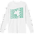 thumbnail image 1 of St Pats Lucky Me Crew Neck Long Sleeve Adult Tee-Small-White, 1 of 2