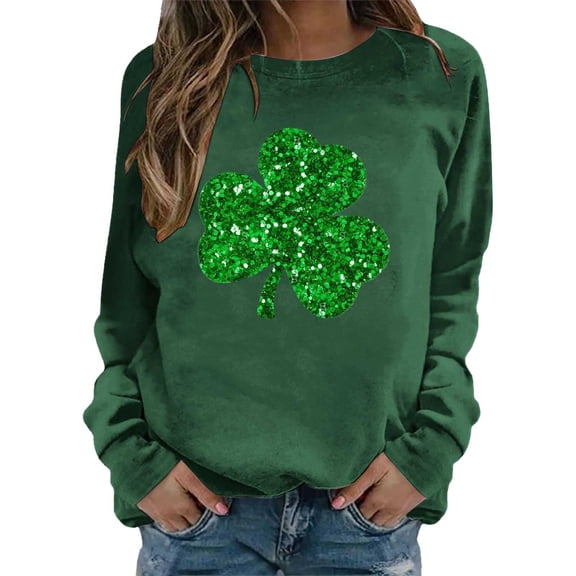 St Patty's Day Shirt Women 2025 Casual Plus Size Long Sleeve Irish Clover Shirts Funny Saint Patrick's Tunic Tops
