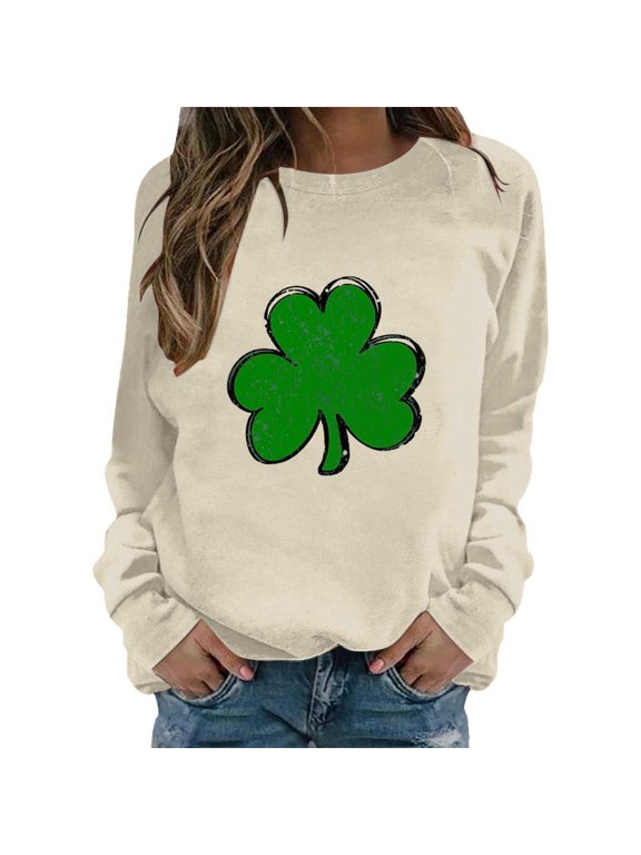 St Patty's Day Shirt Women 2025 Casual Plus Size Long Sleeve Irish Clover Shirts Funny Saint Patrick's Tunic Tops