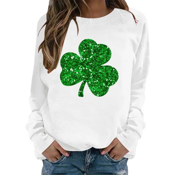 St Patty's Day Shirt Women 2025 Casual Plus Size Long Sleeve Irish Clover Shirts Funny Saint Patrick's Tunic Tops