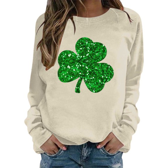 St Patty's Day Shirt Women 2025 Casual Plus Size Long Sleeve Irish Clover Shirts Funny Saint Patrick's Tunic Tops