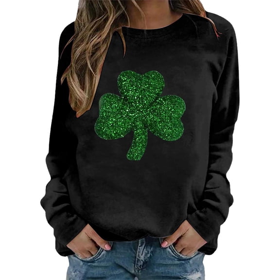 St Patty's Day Shirt Women 2025 Casual Plus Size Long Sleeve Irish Clover Shirts Funny Saint Patrick's Tunic Tops