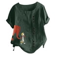 thumbnail image 1 of St Pattys Day Cotton Linen Blouses for Women,Women's Casual Button T Shirts Ruffle Sleeve Blouses Round Neck Loose Fit Tops SummerShirts for Women, 1 of 4