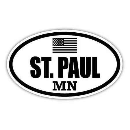 St. Paul MN Minnesota Ramsey County Stealthy Subdued Old Glory US Flag Oval Euro Decal Bumper Sticker 3M Vinyl 3" x 5"