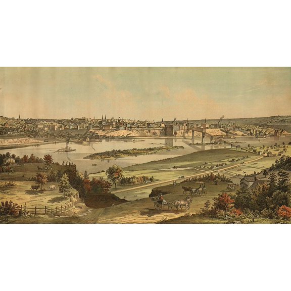 St. Paul-Minnesota 1874 by Vintage Maps (36 x 19)