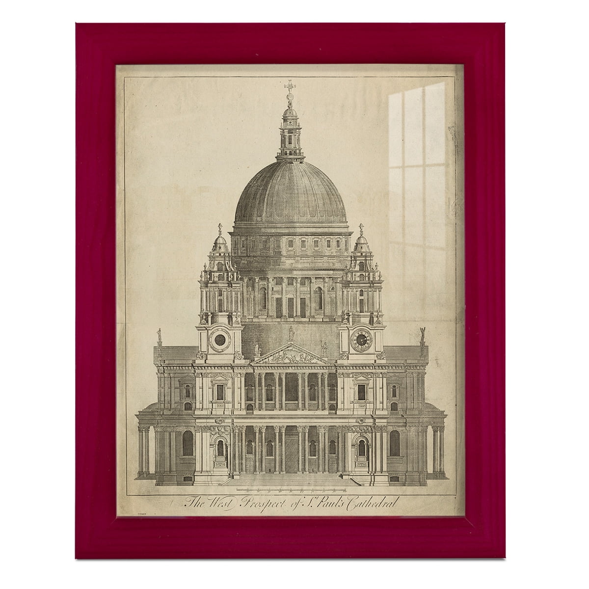 St. Paul's Cathedral -Framed Print w/glass-Cherry Red