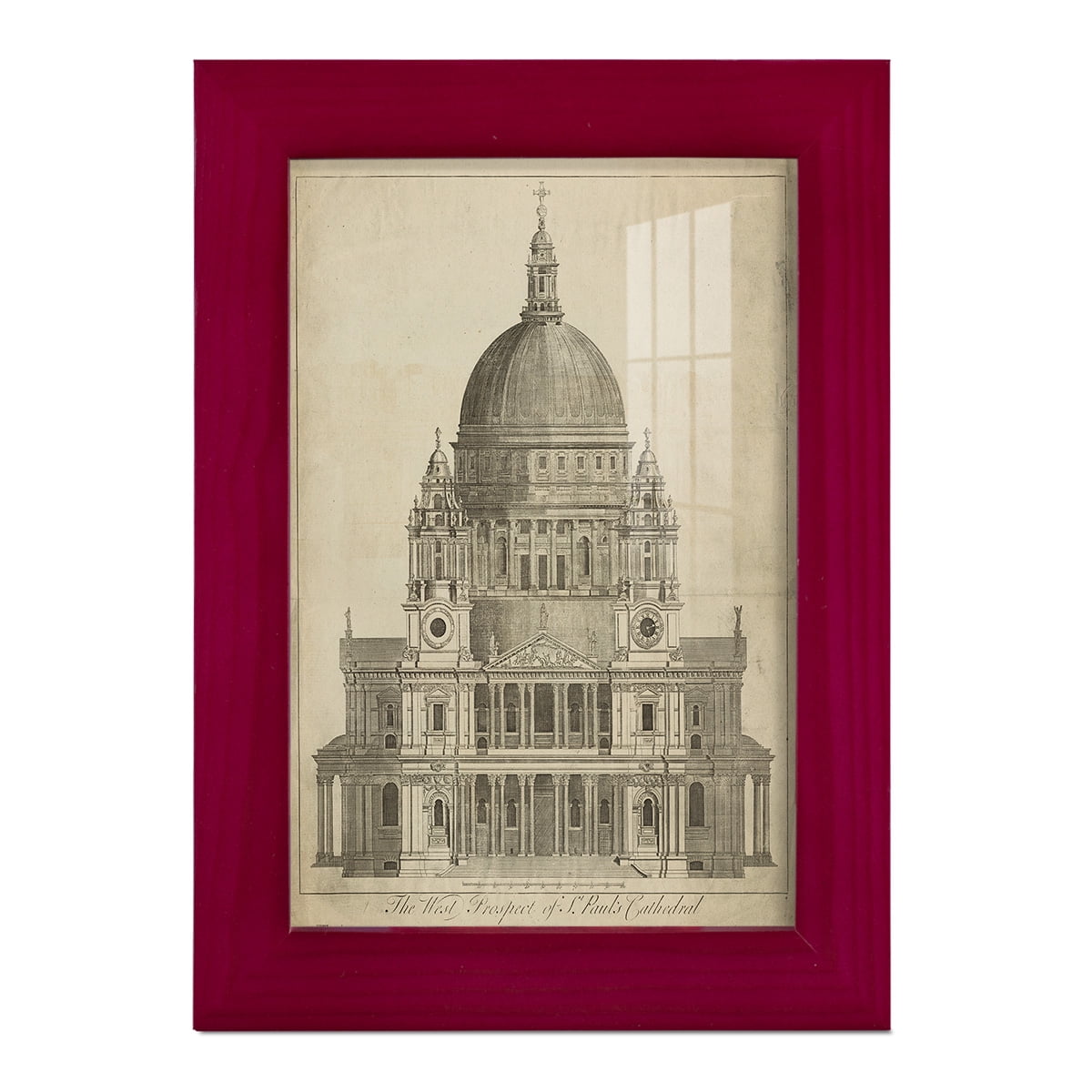St. Paul's Cathedral -Framed Print w/glass-Cherry Red