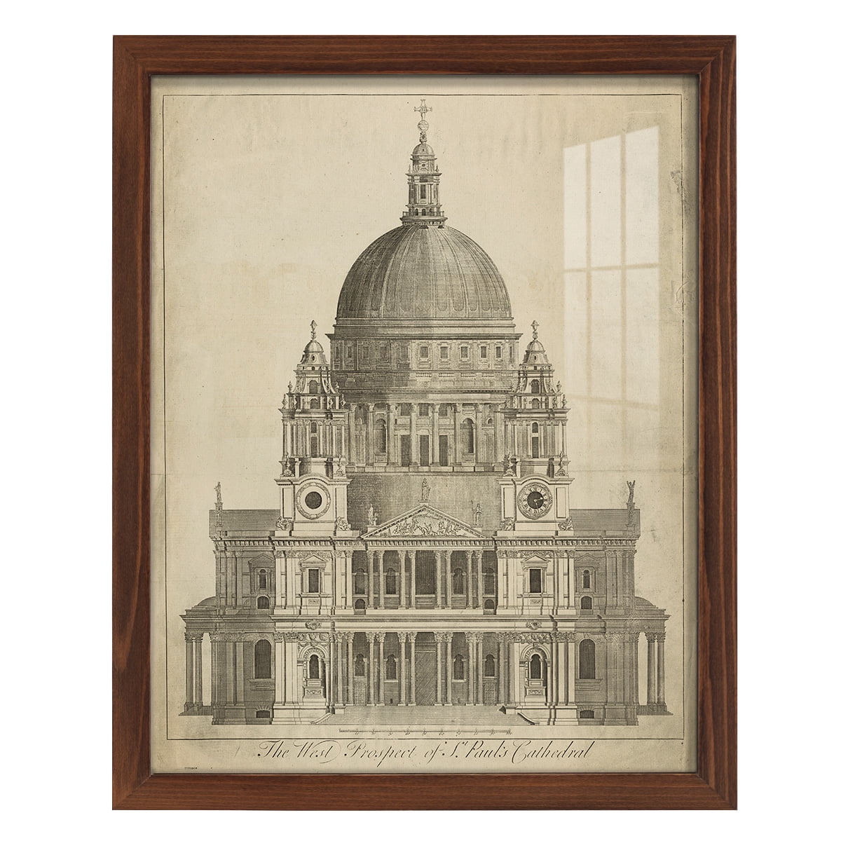 St. Paul's Cathedral -Framed Print w/glass-Chestnut