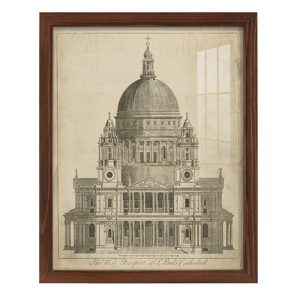 St. Paul's Cathedral -Framed Print w/glass-Chestnut