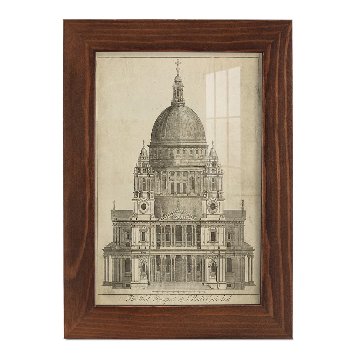 St. Paul's Cathedral -Framed Print w/glass-Chestnut