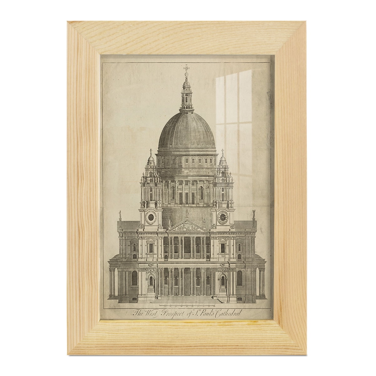 St. Paul's Cathedral -Framed Print w/glass-Natural Wood