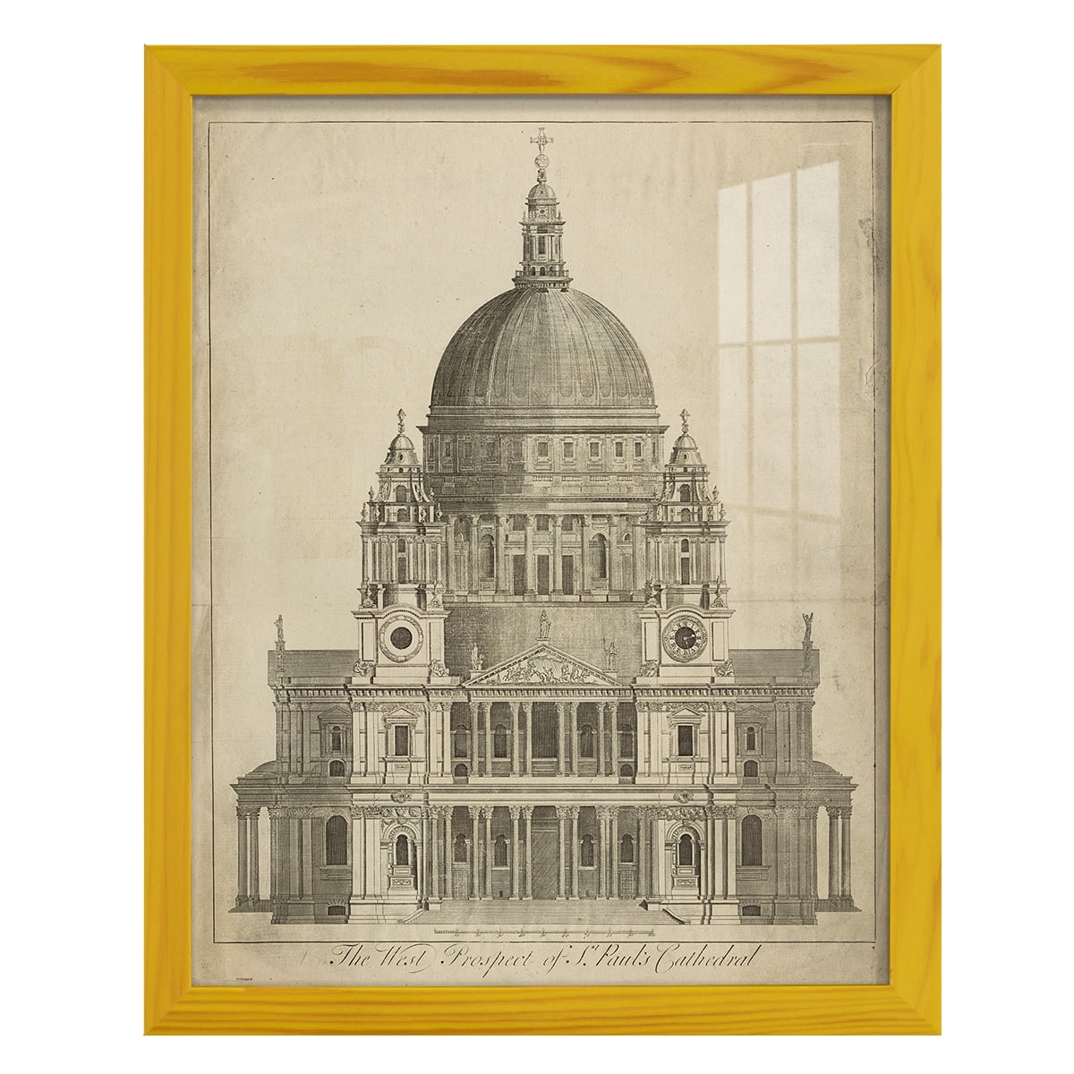 St. Paul's Cathedral -Framed Print w/glass-Sunflower Yellow