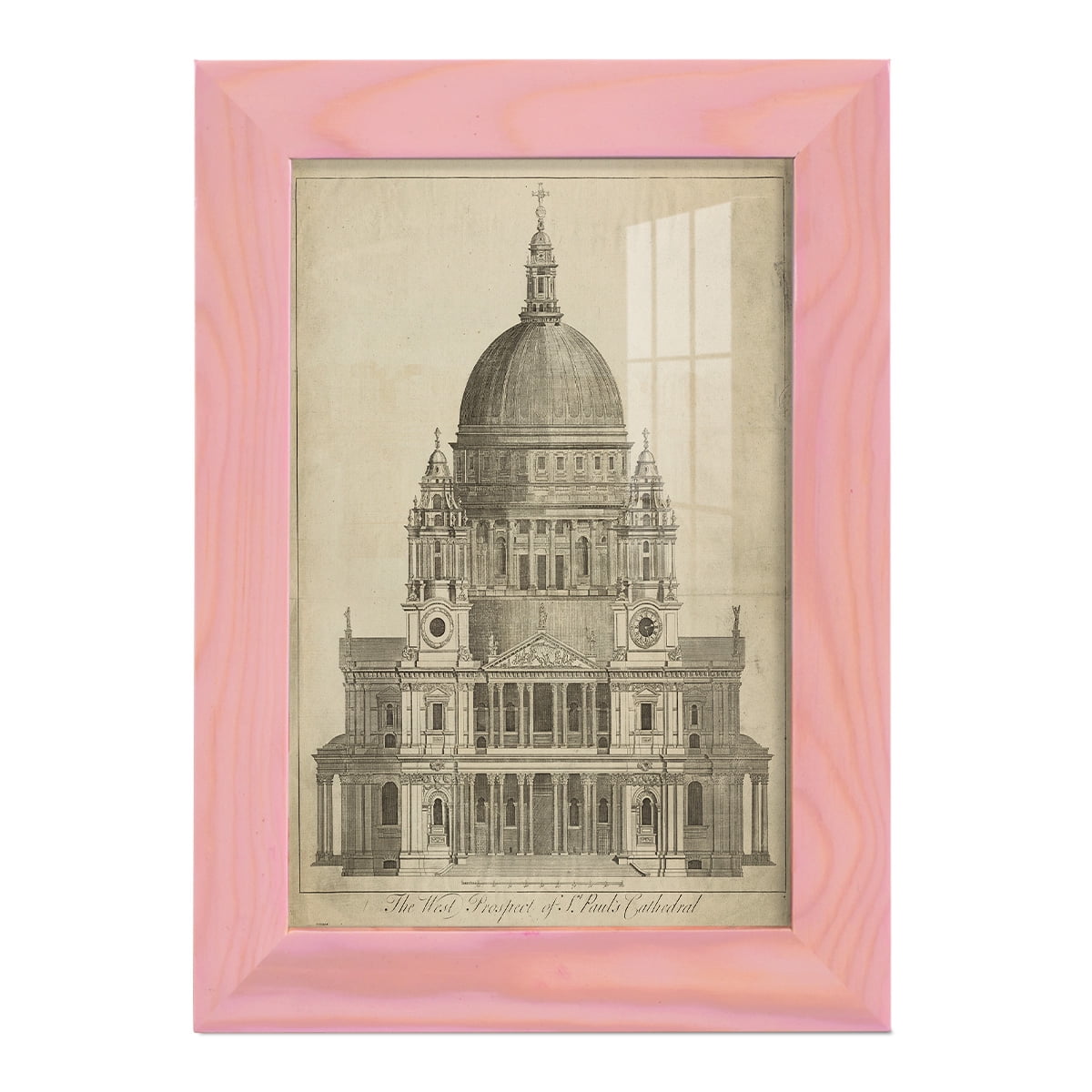 St. Paul's Cathedral -Framed Print w/glass-Sunset Pink